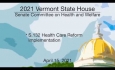 Vermont State House - S.132 Health Care Reform Implementation 4/15/2021